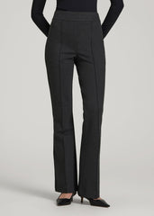 Soft Flex Ponte Pull On Flare Pants for Tall Women in Dark Charcoal Heather