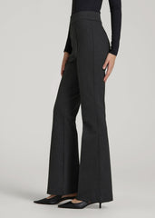 Soft Flex Ponte Pull On Flare Pants for Tall Women in Dark Charcoal Heather