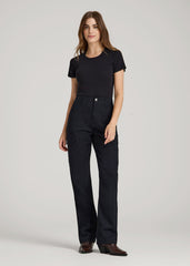 Straight Leg Cargo Chino Pants for Tall Women in Black