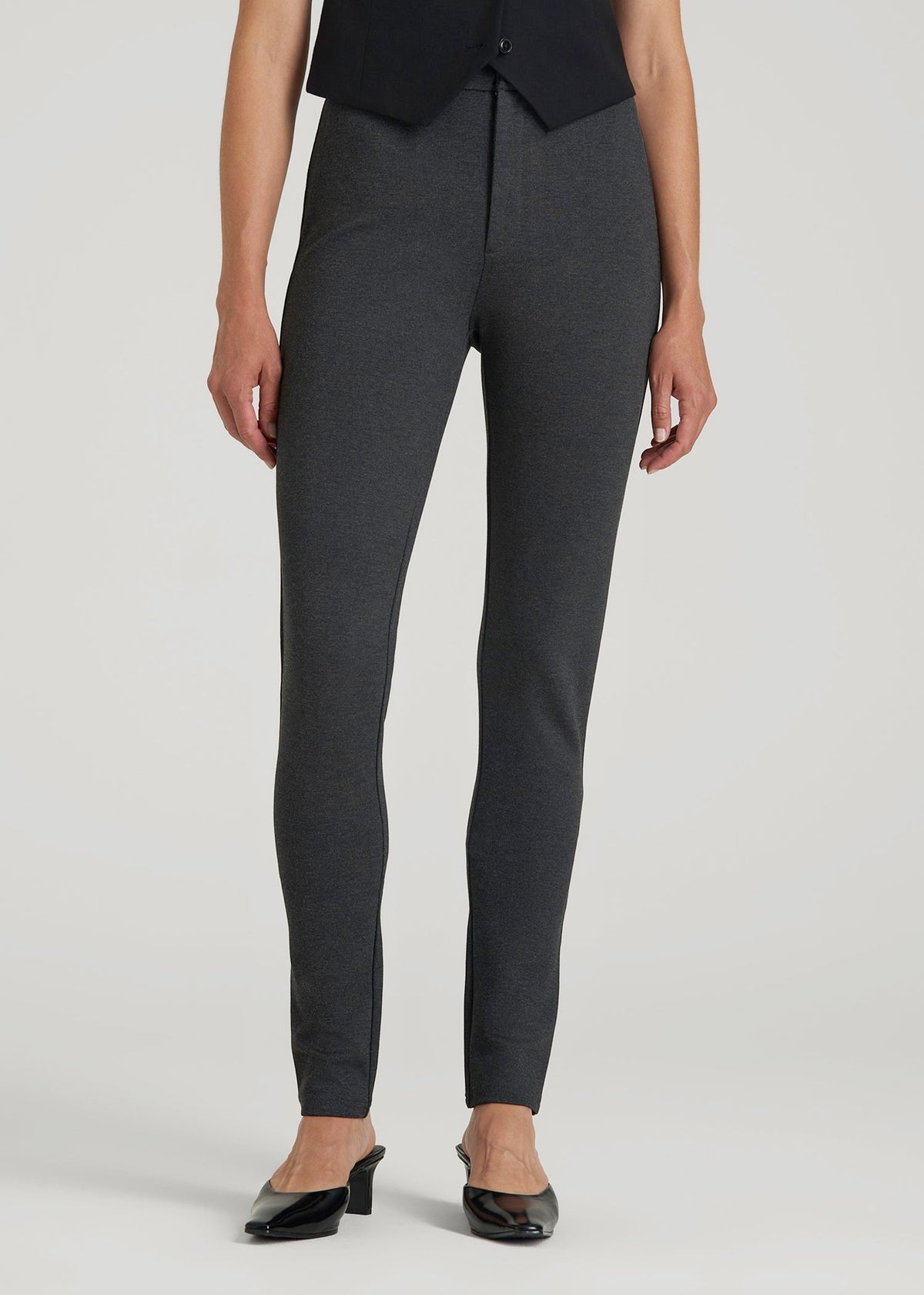 Soft Flex Ponte Skinny High Rise Pant for Tall Women in Dark Charcoal Heather