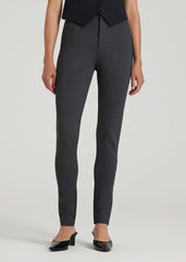 Soft Flex Ponte Skinny High Rise Pant for Tall Women in Dark Charcoal Heather