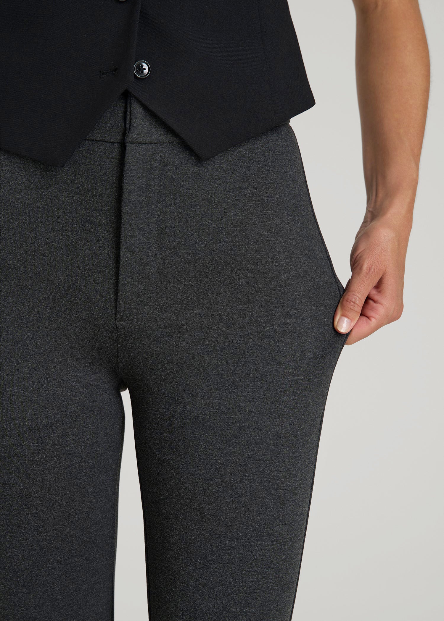 Soft Flex Ponte Skinny High Rise Pant for Tall Women in Dark Charcoal Heather