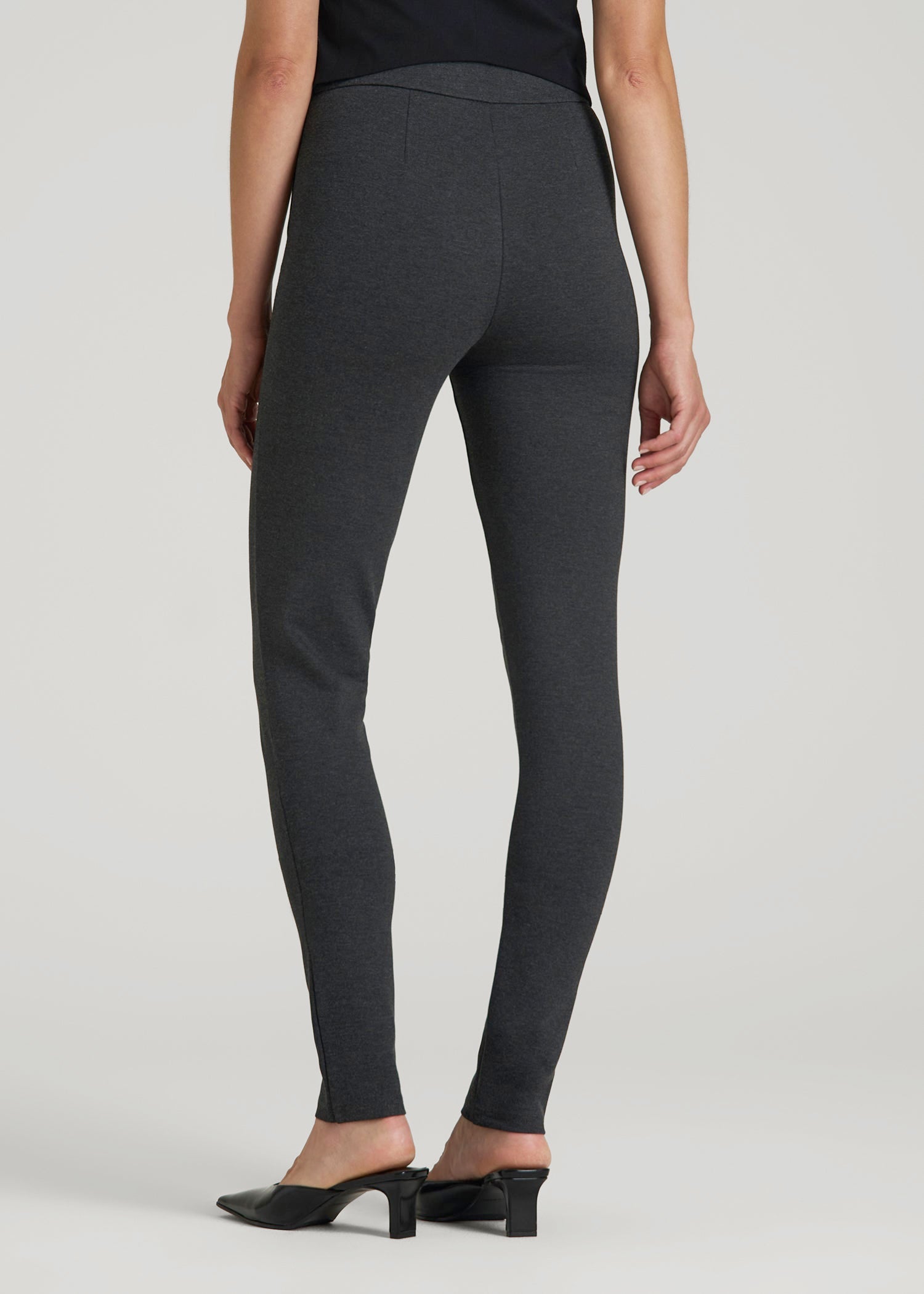 Soft Flex Ponte Skinny High Rise Pant for Tall Women in Dark Charcoal Heather