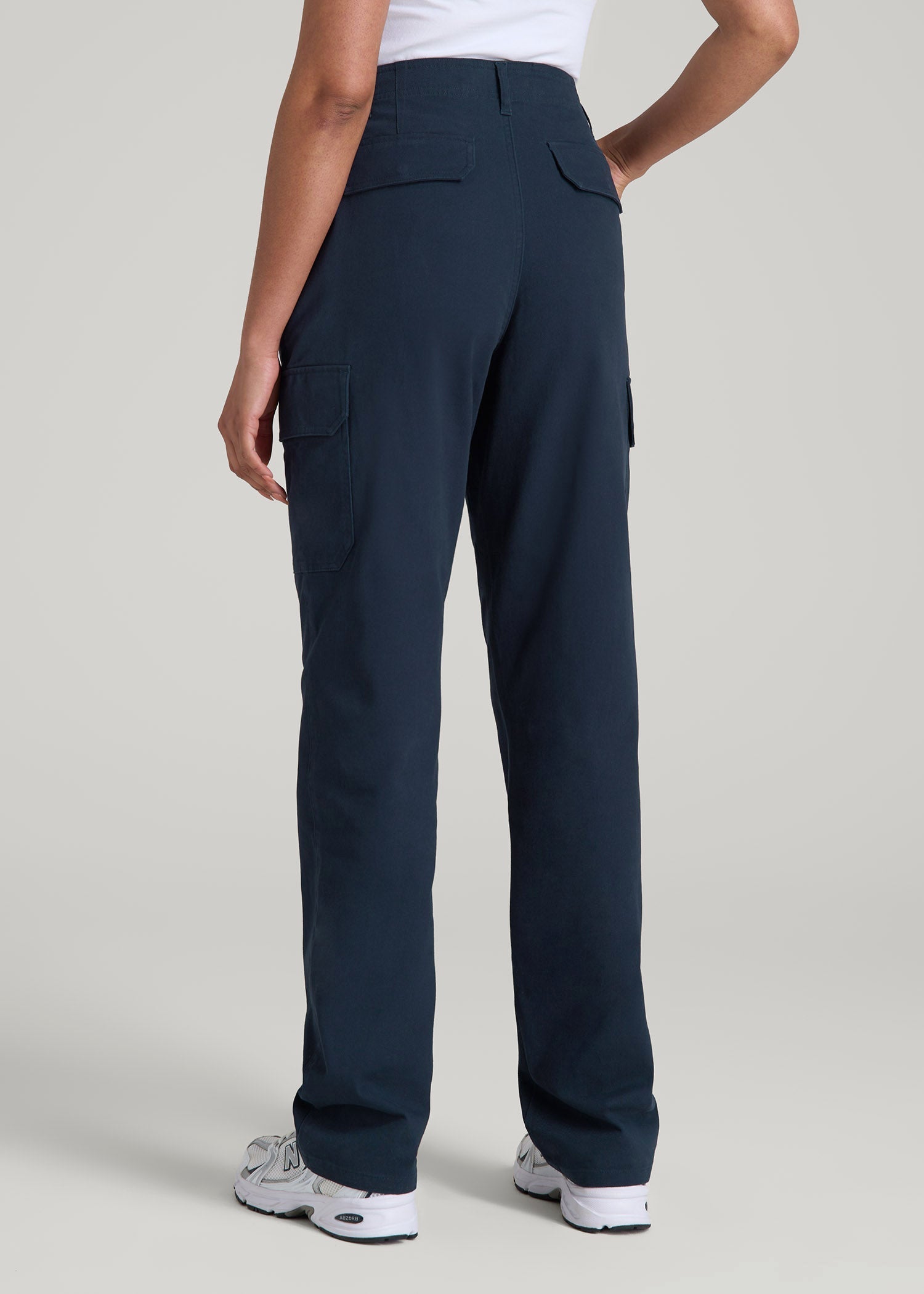 Straight Leg Cargo Chino Pants for Tall Women in Navy