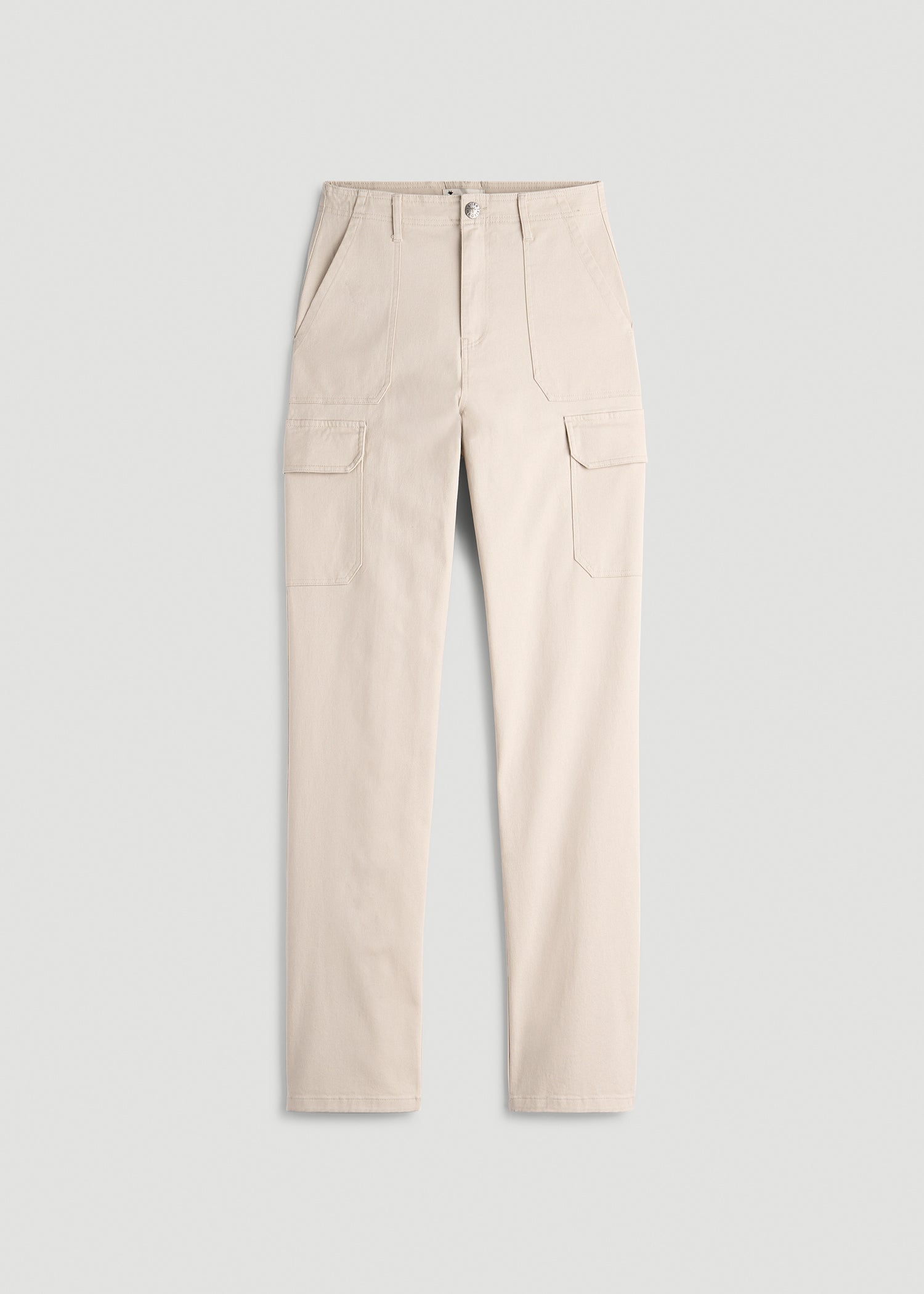 Straight Leg Cargo Chino Pants for Tall Women in Soft Beige