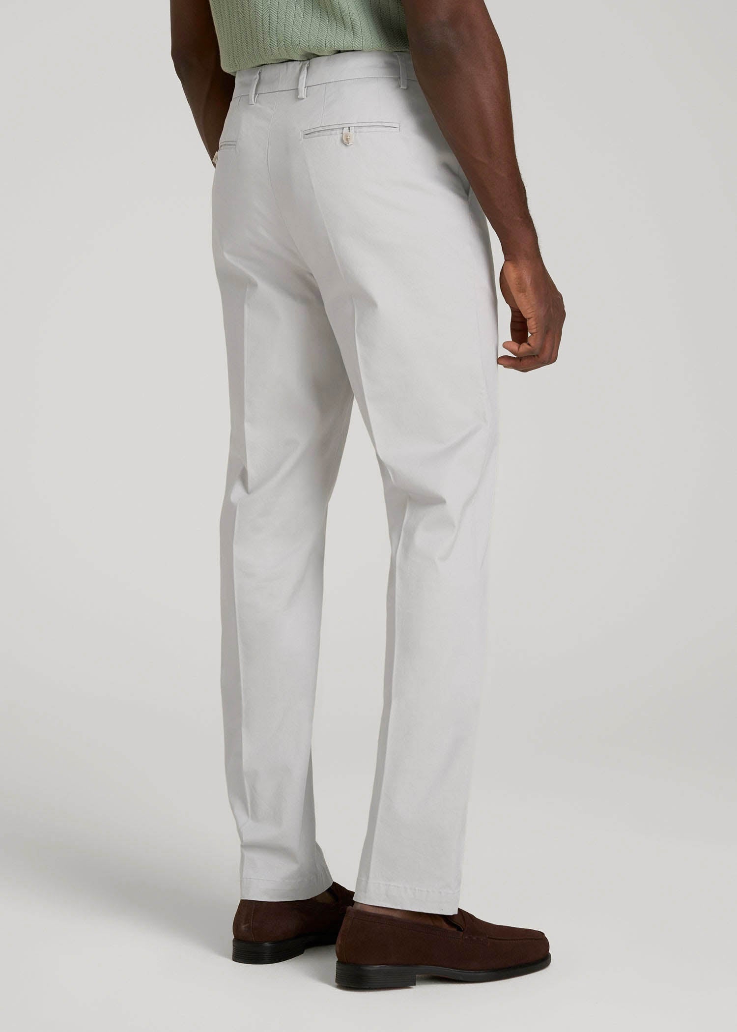 Refined Chinos for Tall Men in Grey Sand