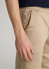 Stretch Twill Jogger Pants for Tall Men in Desert Khaki