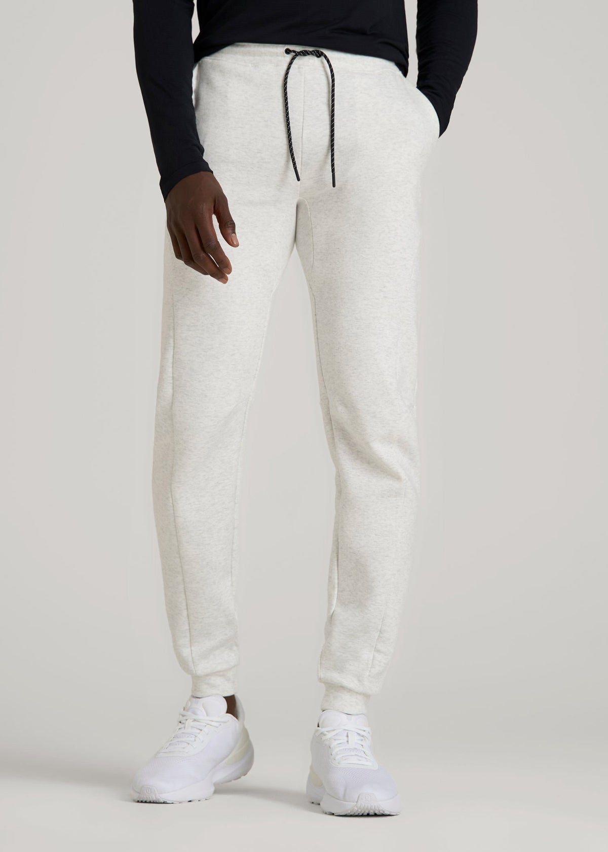Tech Motion Fleece Joggers for Tall Men in Heather Frost