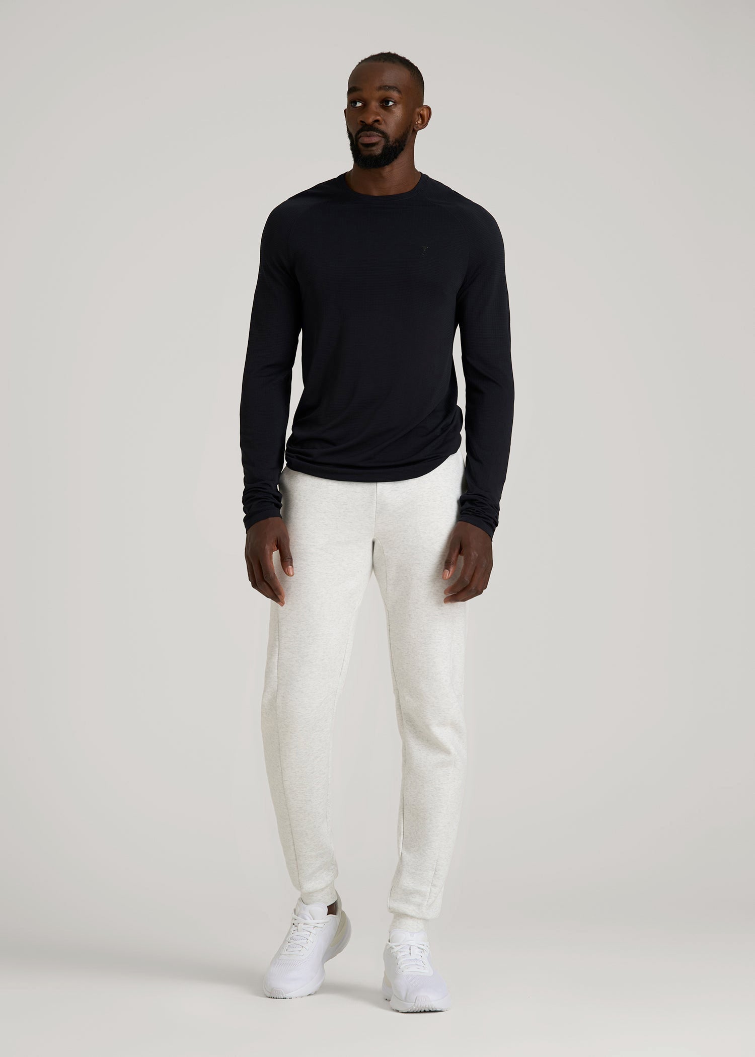 Tech Motion Fleece Joggers for Tall Men in Heather Frost