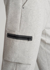 Tech Motion Fleece Cargo Joggers for Tall Men in Grey Mix