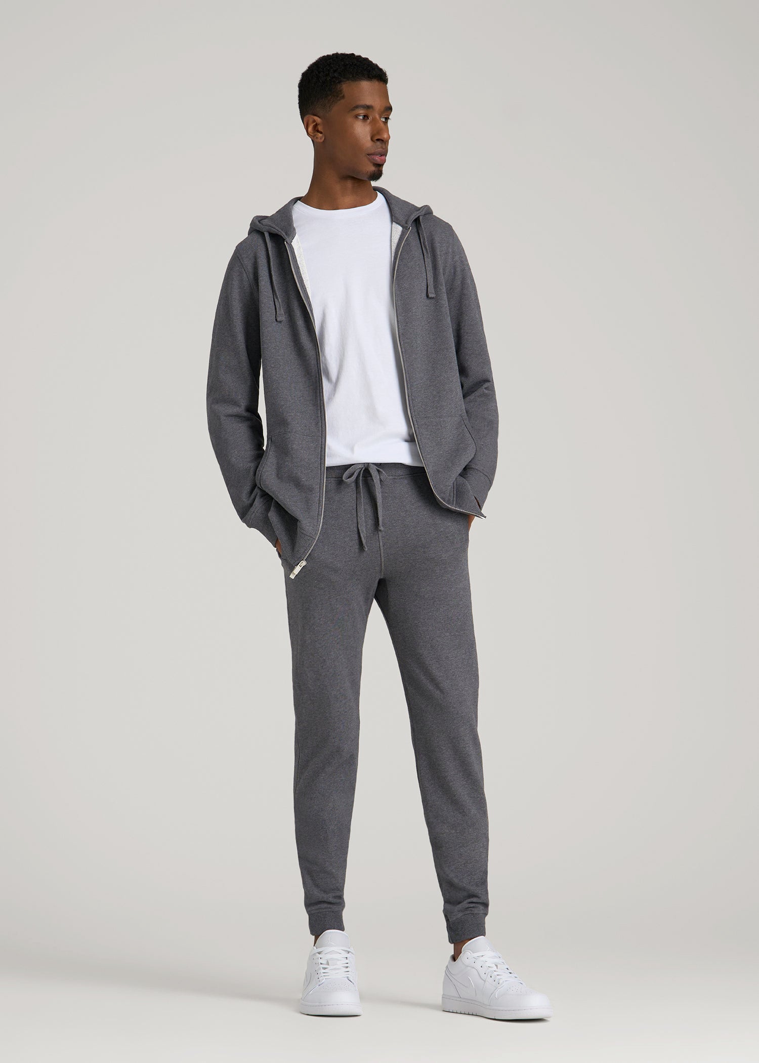 Wearever 2.0 French Terry Joggers for Tall Men in Charcoal Mix