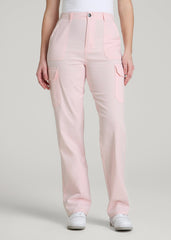 Straight Leg Cargo Chino Pants for Tall Women in Barely Pink