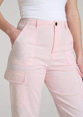 Straight Leg Cargo Chino Pants for Tall Women in Barely Pink