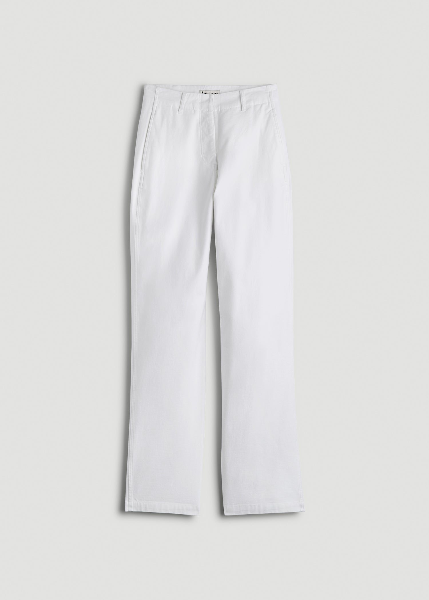 High Rise Wide Leg Flat Front Chinos for Tall Women in White