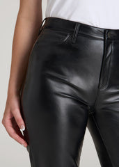 True Touch Leather Straight Leg Pants for Tall Women in Black