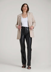 True Touch Leather Straight Leg Pants for Tall Women in Black