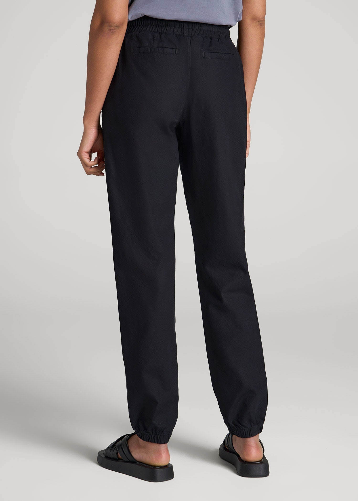 Pull-On Linen Joggers for Tall Women in Black