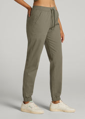 Twill Jogger Pants for Tall Women in Olive