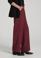 Wide Leg Pleated Dress Pants 2.0 for Tall Women in Tawny Port