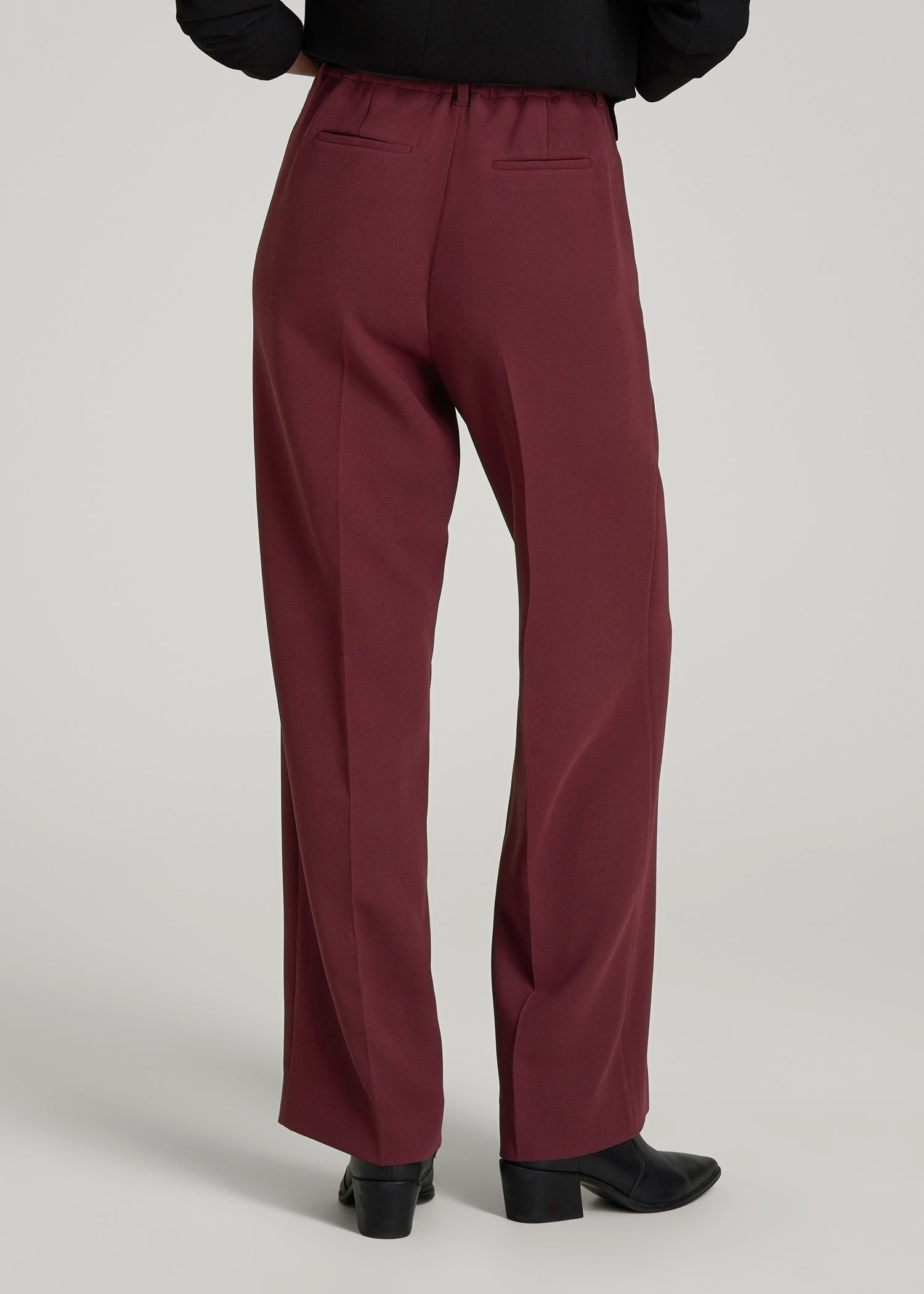 Wide Leg Pleated Dress Pants 2.0 for Tall Women in Tawny Port
