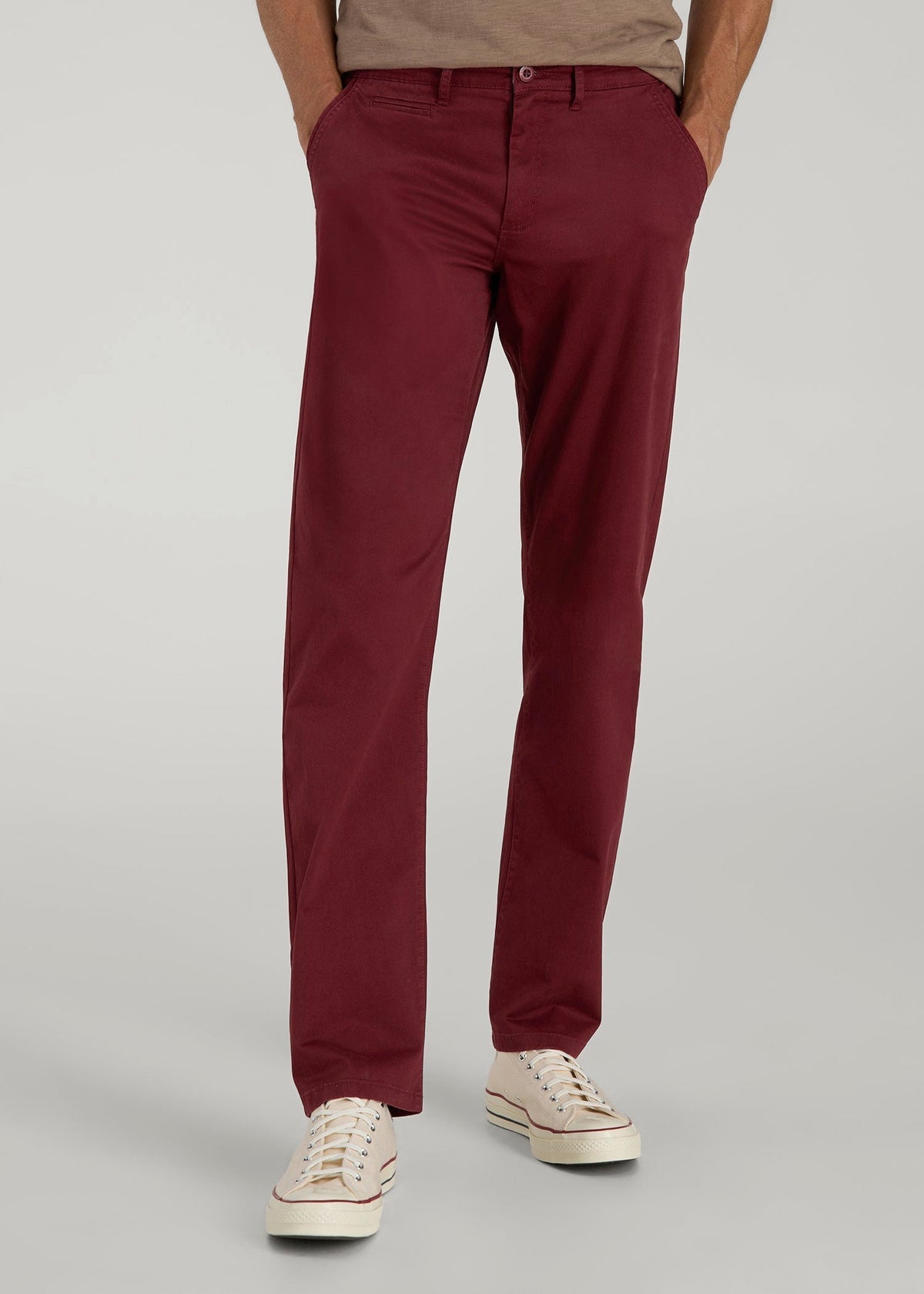J1 STRAIGHT Leg Chinos for Tall Men in Red Ochre