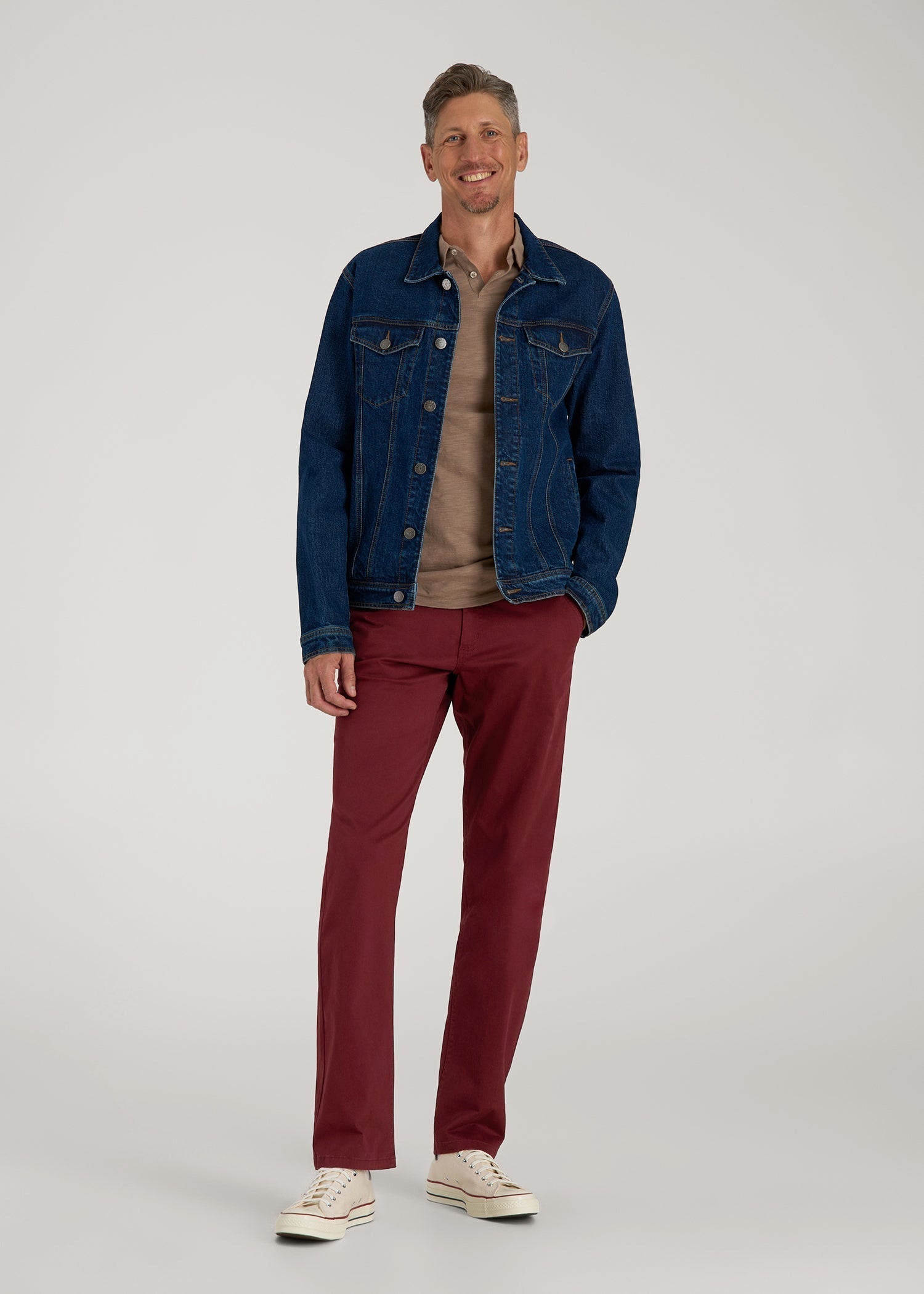 J1 STRAIGHT Leg Chinos for Tall Men in Red Ochre