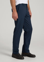 LJ&S Stretch Twill STRAIGHT-LEG Work Pants for Tall Men in Marine Blue