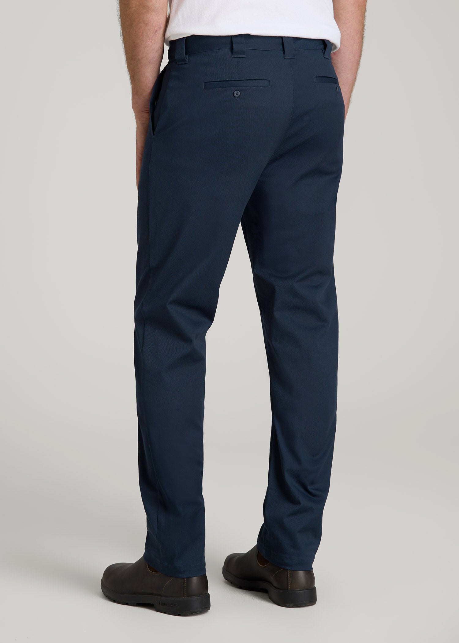 LJ&S Stretch Twill STRAIGHT-LEG Work Pants for Tall Men in Marine Blue