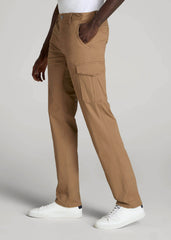 Stretch Twill SLIM-FIT Cargo Pants for Tall Men in Russet Brown