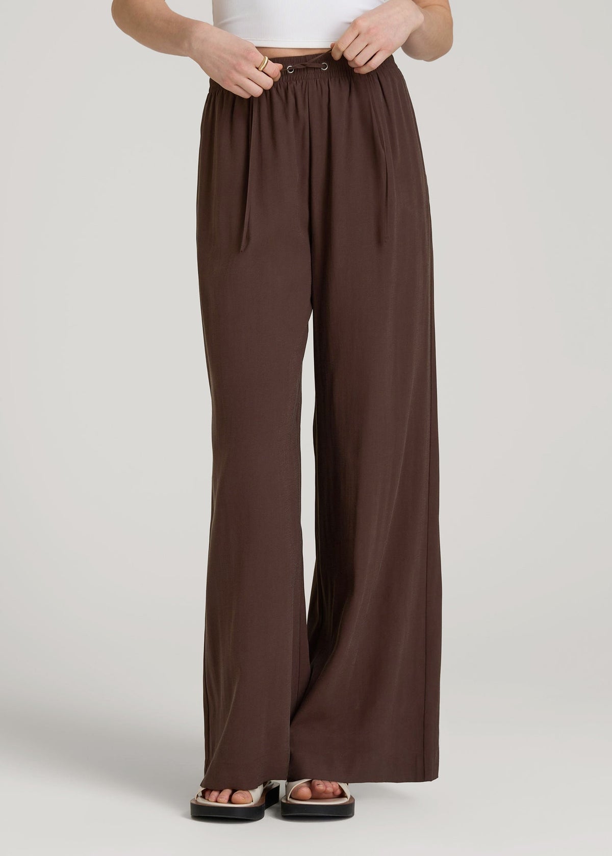 Relaxed Pull-On Pants for Tall Women in Espresso