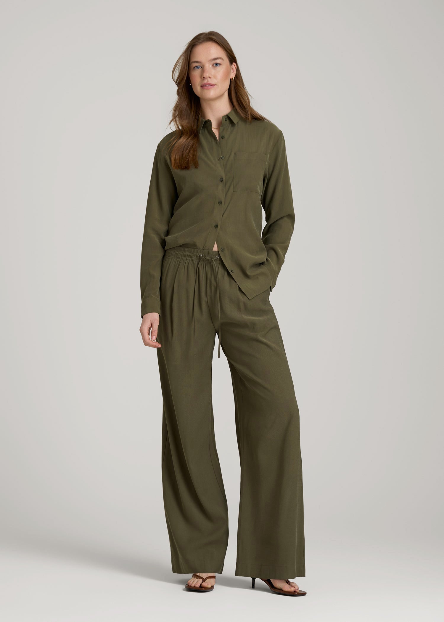 Relaxed Pull-On Pants for Tall Women in Forest Night