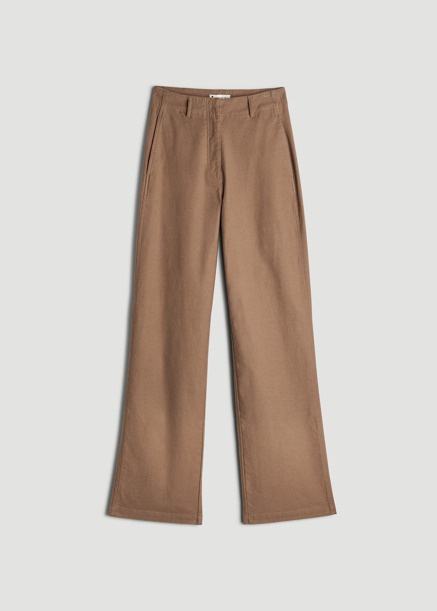 High Rise Wide Leg Flat Front Chinos for Tall Women in Fawn