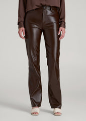 True Touch Leather Straight Leg Pants for Tall Women in Espresso