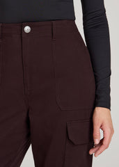Straight Leg Cargo Chino Pants for Tall Women in Oxblood
