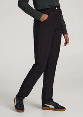 High-Waisted Carpenter Pocket Pants for Tall Women in Black