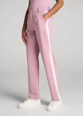 Pull On Tuxedo Stripe Pants for Tall Women in Pink Peony and White Alyssum