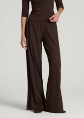 Ribbed Knit Wide Leg Pant for Tall Women in Espresso