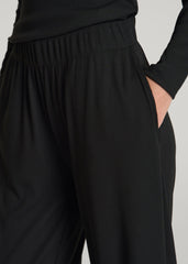 Ribbed Knit Wide Leg Pant for Tall Women in Deep Black