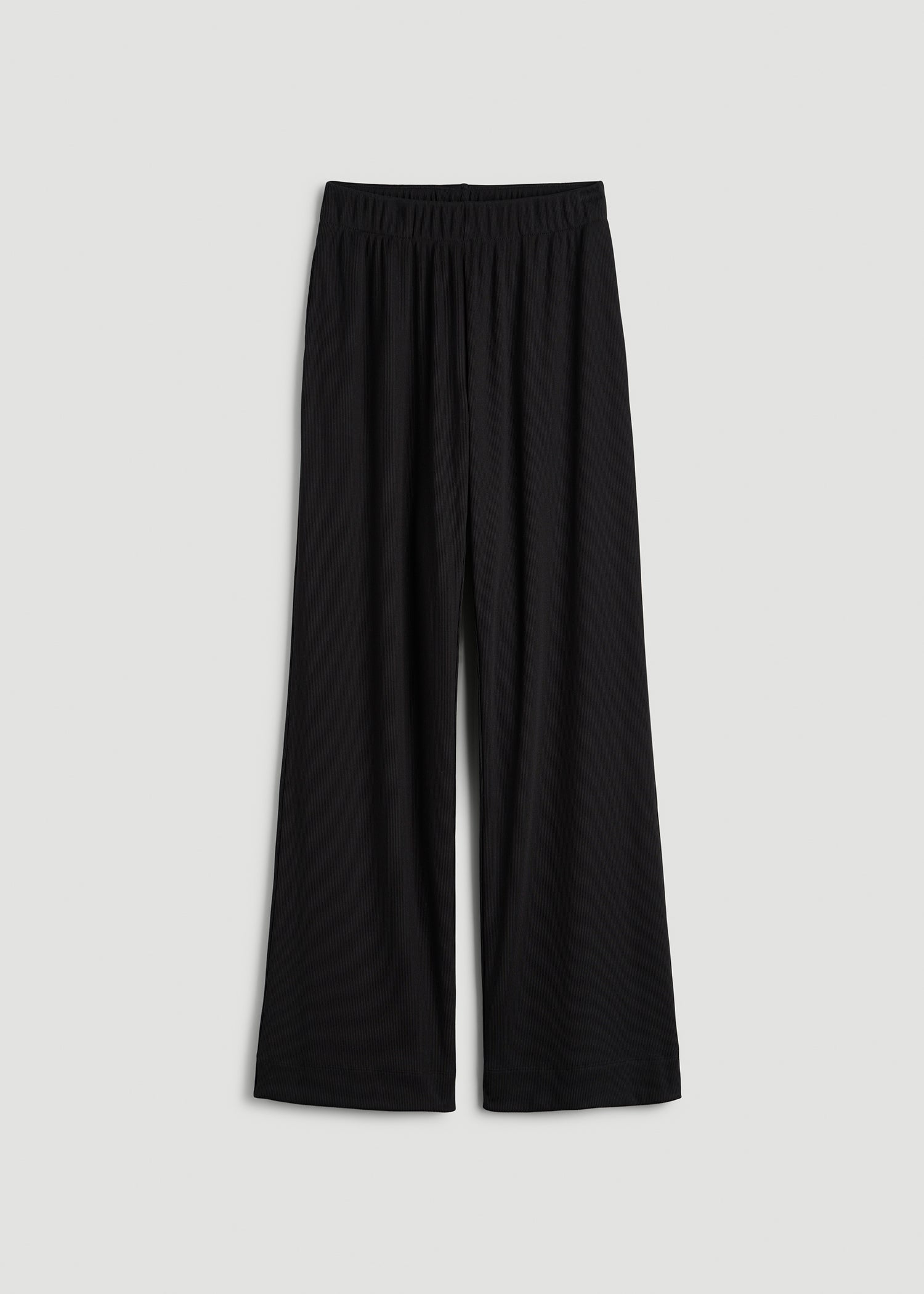 Ribbed Knit Wide Leg Pant for Tall Women in Deep Black