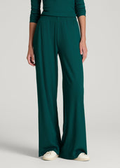 Ribbed Knit Wide Leg Pant for Tall Women in Deep Teal