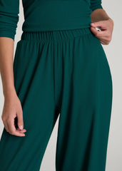 Ribbed Knit Wide Leg Pant for Tall Women in Deep Teal