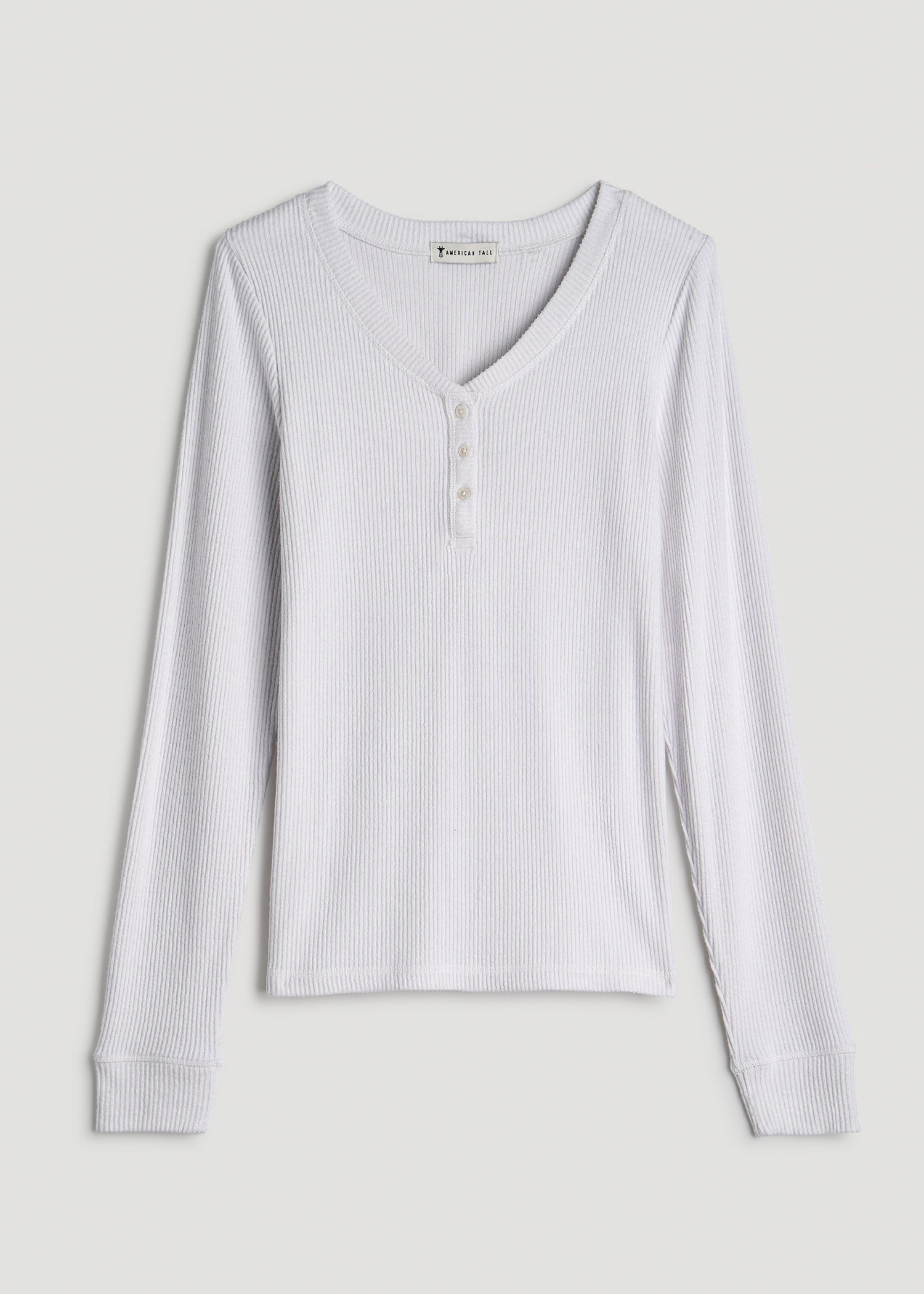 Ribbed Henley Lounge Top for Tall Women in Cloud White