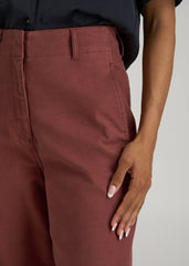 High Rise Wide Leg Flat Front Chinos for Tall Women in Intense Rust