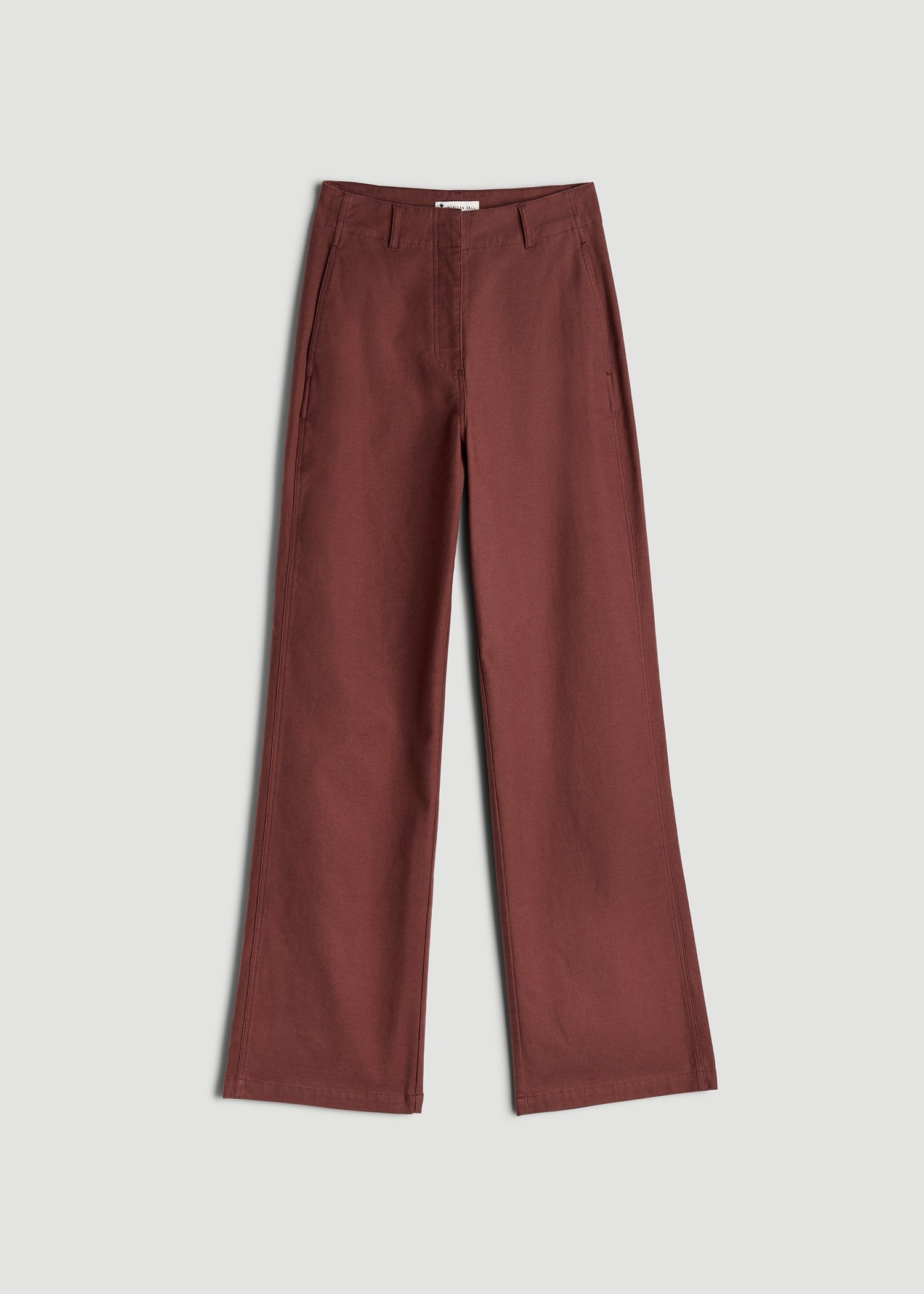 High Rise Wide Leg Flat Front Chinos for Tall Women in Intense Rust